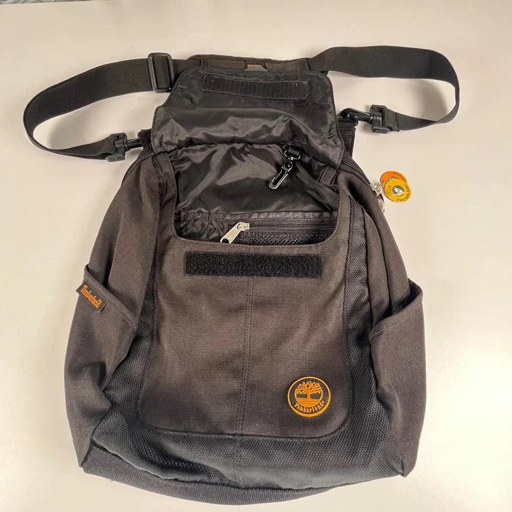 Timberland Messenger Bag Black Medium Ripstop Crossbody H 14 x W 10 x D 3 in